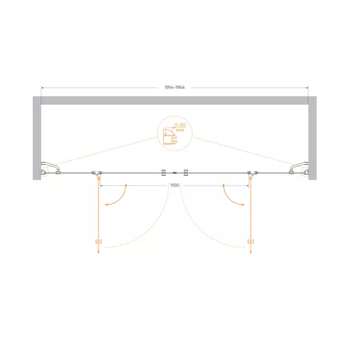 Душевая дверь CEZARES VERONA-W-B-22-P-Cr, Цвет стекла: матовое, Цвет профиля: Хром, Выбрать размер: 200, изображение 2