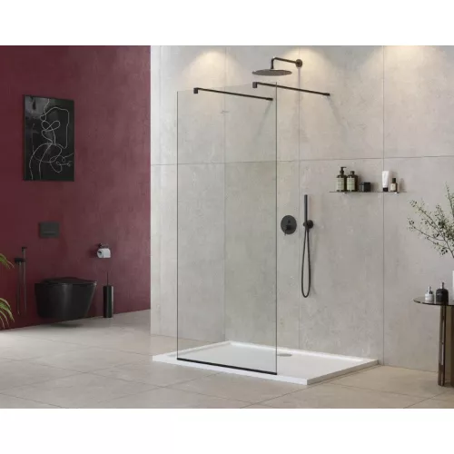 Душевая перегородка CEZARES LIBERTA-L-2-C-NERO, Цвет стекла: прозрачное, Цвет профиля: Черный, Выбрать размер: 100