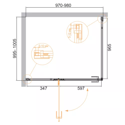 Душевой уголок CEZARES BELLAGIO-A-1-100-C-NERO, Цвет профиля: Черный, Выбрать размер: 100х100, изображение 2