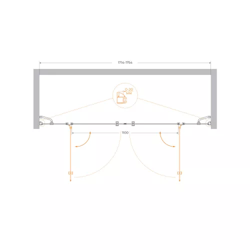 Душевая дверь CEZARES VERONA-W-B-22-C-Cr, Цвет стекла: прозрачное, Цвет профиля: Хром, Выбрать размер: 180, изображение 3