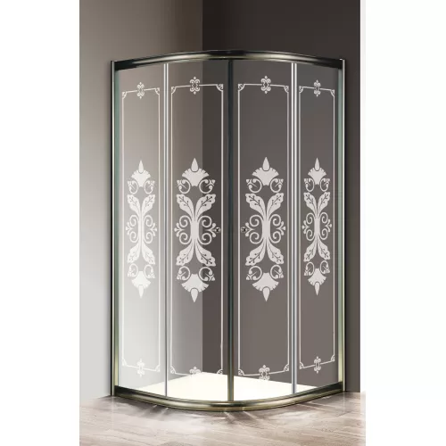 Душевой уголок CEZARES GIUBILEO-R-2-SCORREVOLE-CP-Br, Цвет стекла: с рисунком, Цвет профиля: Бронза, Выбрать размер: 100х100