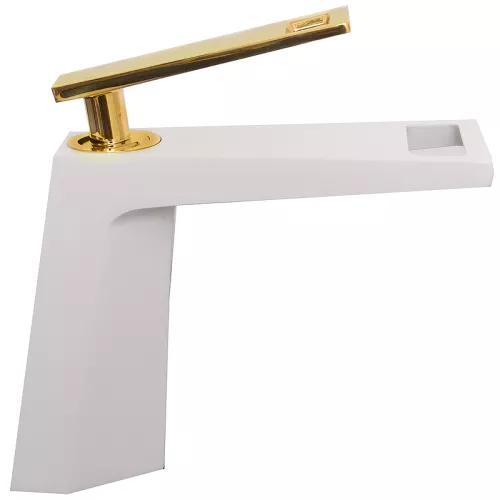 Смеситель на раковину (белый/золото) Bronze De Luxe A919W, изображение 4