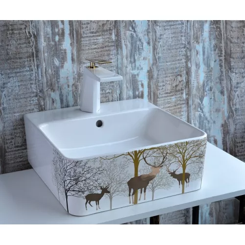 Смеситель на раковину (белый/золото) Bronze De Luxe A919W, изображение 3