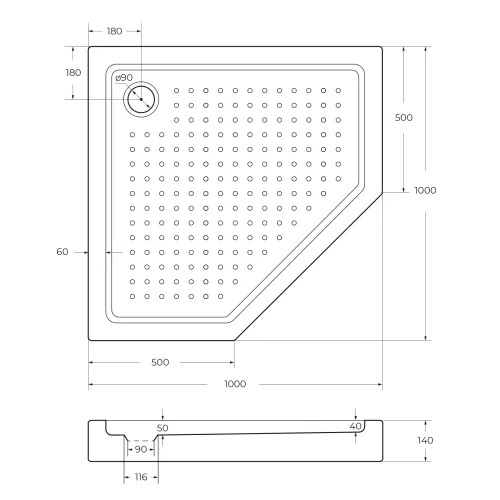 Акриловый поддон CEZARES TRAY-A-P-100-15-W, изображение 3