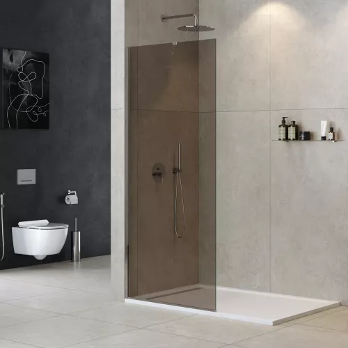 Душевая перегородка универсальная LIBERTA-L-1-TB-BR-Cr, Цвет стекла: бронза, Цвет профиля: Хром, Выбрать размер: 100