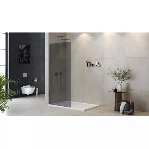 Душевая перегородка универсальная LIBERTA-L-1-TB-100-GR-Cr, Цвет стекла: тонированное, Цвет профиля: Хром, Выбрать размер: 100, изображение 2