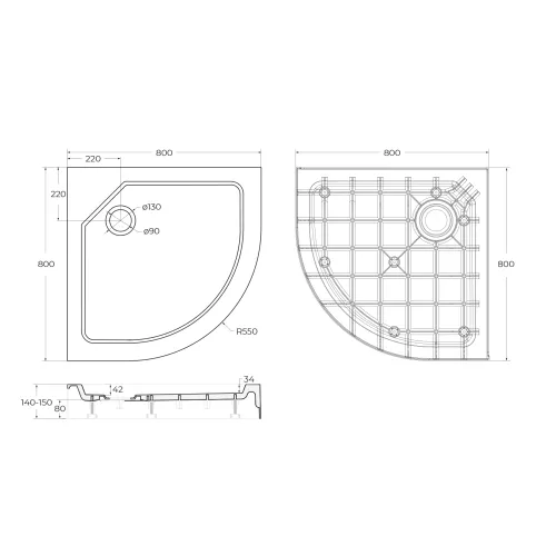 Поддон SMC CEZARES TRAY-SMC-R-80-550-150-W, изображение 2