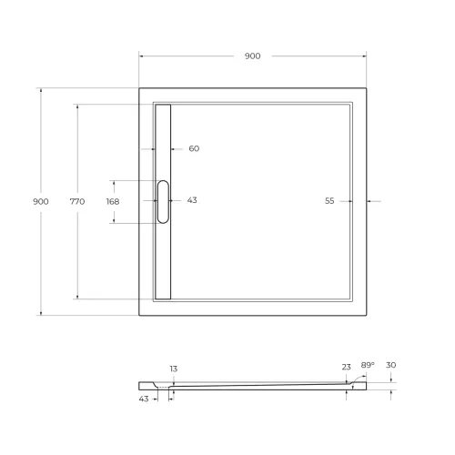 Поддон из искусственного мрамора CEZARES TRAY-AS-A-30-NERO, Высота поддона: Низкий, Выбрать цвет: Черный матовый, Выбрать размер: 90х90, изображение 3