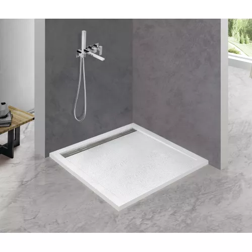 Поддон из искусственного мрамора CEZARES TRAY-AS-A-30-W, Высота поддона: Низкий, Выбрать цвет: Белый, Выбрать размер: 80х80