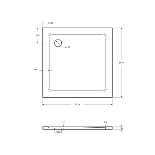 Поддон SMC CEZARES TRAY-M-A-90-35-W, Выбрать размер: 90х90, изображение 4