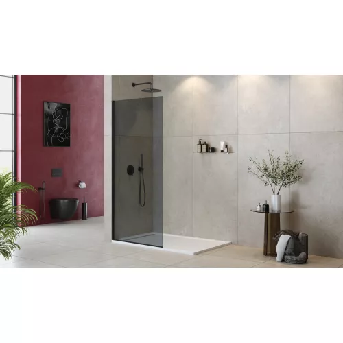 Душевая перегородка универсальная LIBERTA-L-1-TB-100-GR-NERO, Цвет стекла: тонированное, Цвет профиля: Черный, Выбрать размер: 100, изображение 2