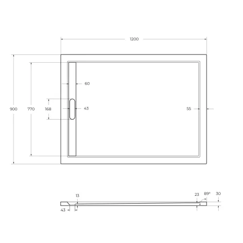 Поддон из искусственного мрамора CEZARES TRAY-AS-AH-120/90-30-NERO, Высота поддона: Низкий, Выбрать цвет: Черный матовый, Выбрать размер: 120х90, изображение 3