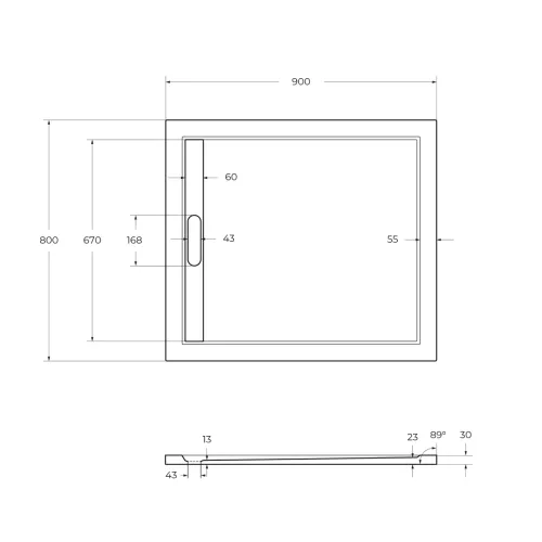 Поддон из искусственного мрамора CEZARES TRAY-AS-AH-90/80-30-W  80х90, изображение 3