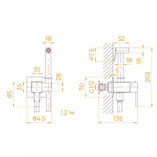 Гигиенический душ со смесителем RGW SP-212B, Выбрать цвет: Черный, изображение 2