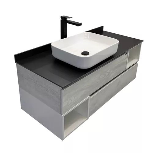 Тумба-умывальник Comforty Прага-120 дуб белый с графитовой столешницей с раковиной, Внешний вид: раковина Comforty T-Y9378