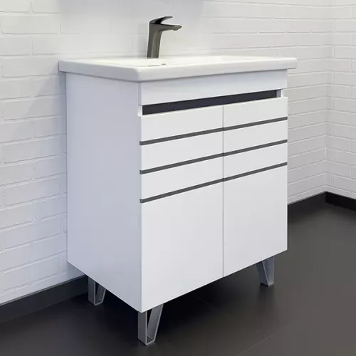 Тумба-умывальник Comforty Нарва-70-2 белый матовый с раковиной Como 70