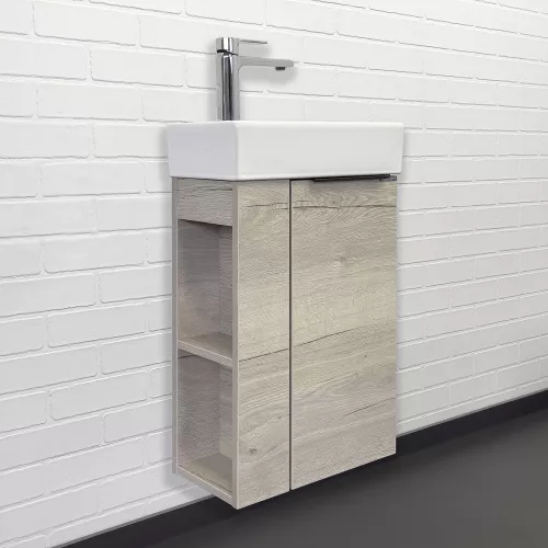 Тумба-умывальник Comforty Матэ-40 дуб дымчатый с раковиной Comforty 9140, Выбрать цвет: Дуб дымчатый