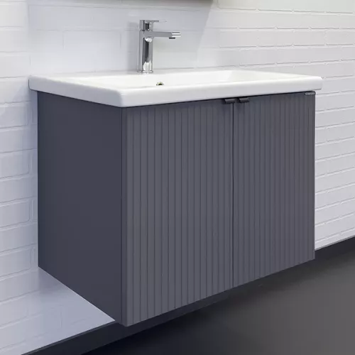 Подвесная тумба-умывальник Comforty Лима-70П антрацит с раковиной Como 70