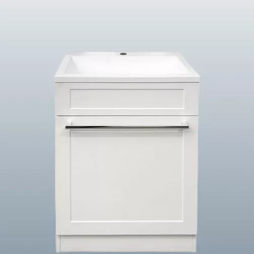 Тумба напольная ACWEN СОФИЯ 60  белая с раковиной Океан, ручки хром/черный, Внешний вид: ручка Хром, изображение 7