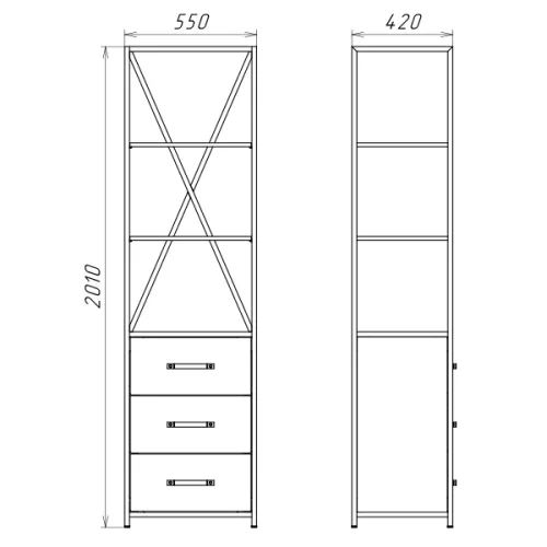 Шкаф-колонна Comforty 55 Лофт с выдвижными ящиками дуб тёмно-коричневый, изображение 4
