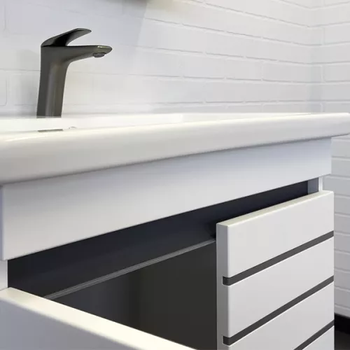 Тумба-умывальник Comforty Нарва-70-2 белый матовый с раковиной Como 70, изображение 5