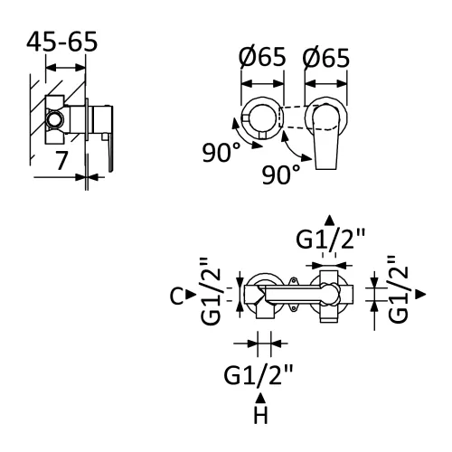 Встраиваемый смеситель для душа CEZARES NAUTIC-VDIM2-M-01, изображение 2