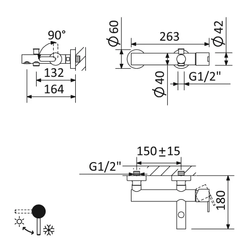 Смеситель для ванны и душа CEZARES LEAF-VD-L-01, изображение 5