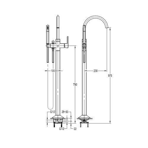 Напольный смеситель для ванны CEZARES ECO-VDP-BORO, изображение 3
