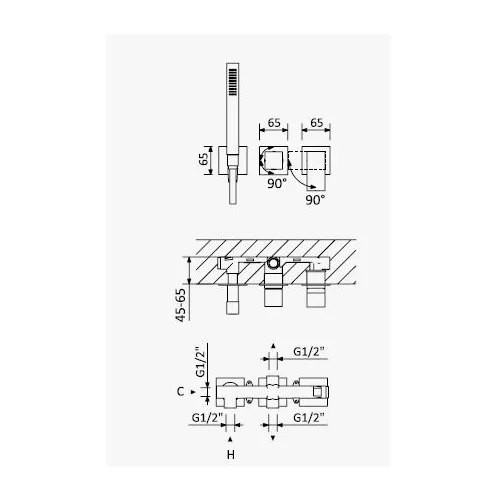 Встраиваемый смеситель для ванны и душа CEZARES PORTA-VDM2-BIO, изображение 2