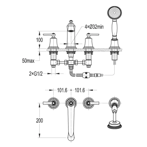 Смеситель на борт ванны CEZARES LIBERTY-F-BVD4-01, изображение 2