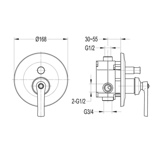 Встраиваемый смеситель для душа CEZARES LIBERTY-F-VDIM-01, изображение 2