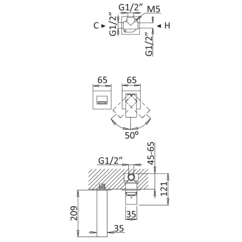 Смеситель для раковины CEZARES PORTA-BLI2-01-W0, изображение 2