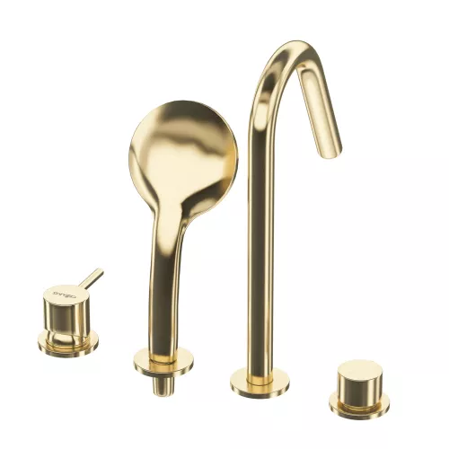 Смеситель на борт ванны CEZARES LEAF-BVDM4-L-SR, Выбрать цвет: Золото, изображение 6