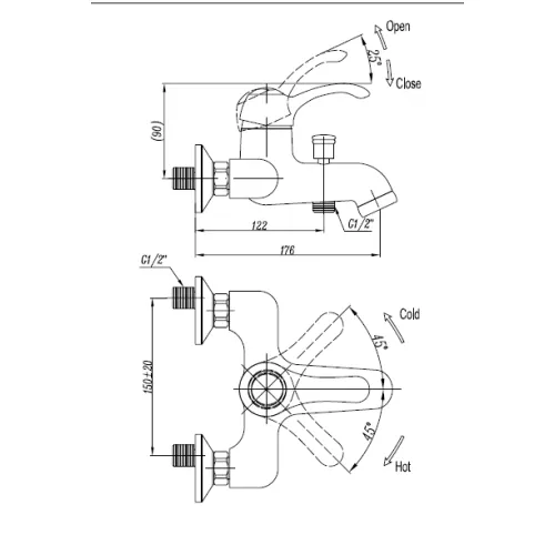 Смеситель для ванны и душа CEZARES LIRA-M-VDM1-02, изображение 2