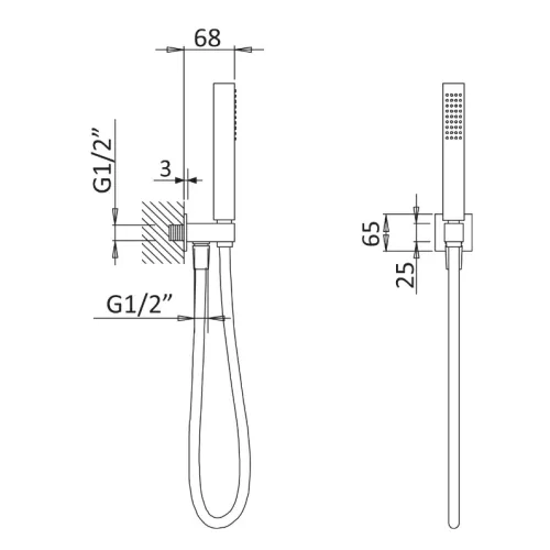Ручной душ с гибким шлангом и штуцером держателем CEZARES PORTA-DEFM-SR, изображение 2
