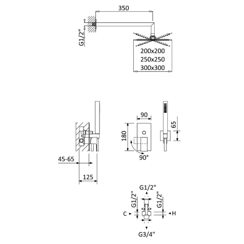 Встраиваемый душевой комплект CEZARES PORTA-DSIPQ-30-SR, изображение 2