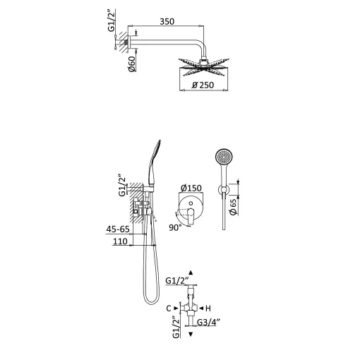 Душевая система встраиваемая CEZARES NAUTIC-DSIP-01, изображение 2