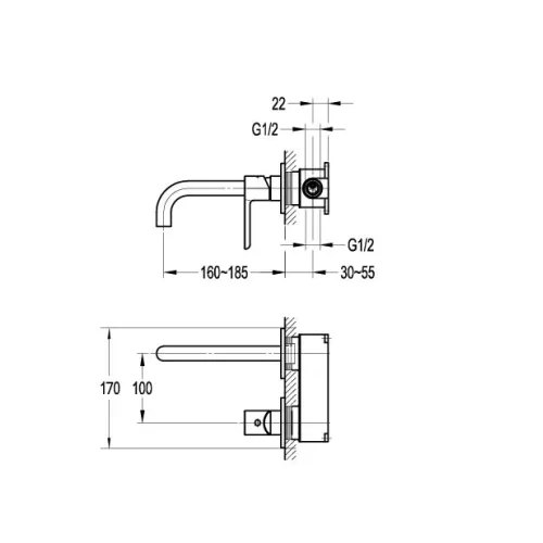 Смеситель для раковины CEZARES ECO-DI-NOP встраиваемый, изображение 2
