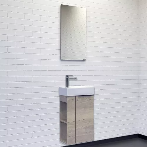 Тумба-умывальник Comforty Матэ-40 дуб дымчатый с раковиной Comforty 9140, Выбрать цвет: Дуб дымчатый, изображение 4