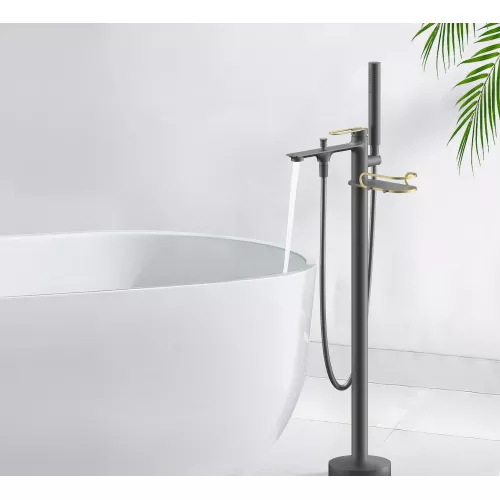 Смеситель напольный Acwen 2211QL оружейная сталь, изображение 2