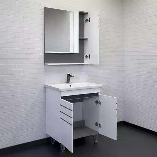 Тумба-умывальник Comforty Нарва-70-2 белый матовый с раковиной Como 70, изображение 4