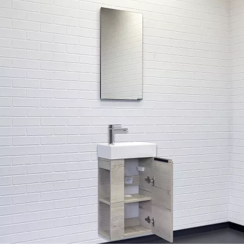 Тумба-умывальник Comforty Матэ-40 дуб дымчатый с раковиной Comforty 9140, Выбрать цвет: Дуб дымчатый, изображение 5