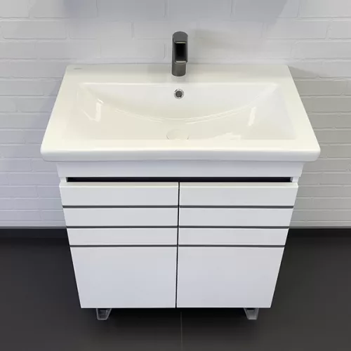 Тумба-умывальник Comforty Нарва-70-2 белый матовый с раковиной Como 70, изображение 2