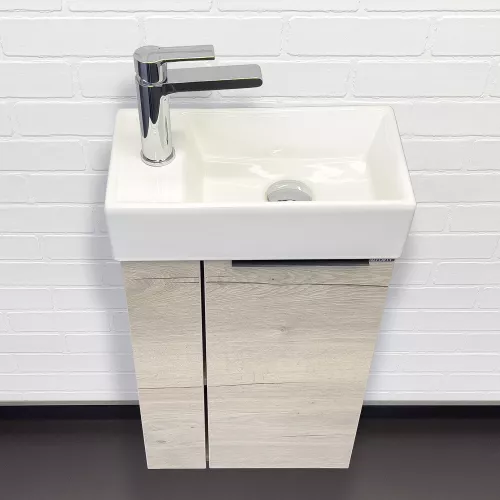 Тумба-умывальник Comforty Матэ-40 дуб дымчатый с раковиной Comforty 9140, Выбрать цвет: Дуб дымчатый, изображение 2