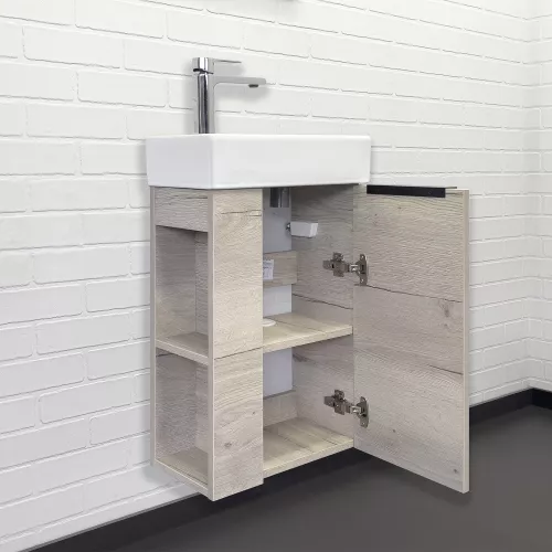 Тумба-умывальник Comforty Матэ-40 дуб дымчатый с раковиной Comforty 9140, Выбрать цвет: Дуб дымчатый, изображение 3