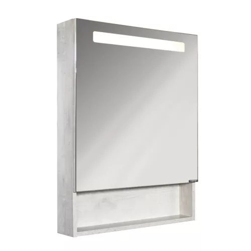 Зеркало-шкаф Comforty Никосия-60 LED-подсветка дуб белый, Выбрать цвет: Дуб белый