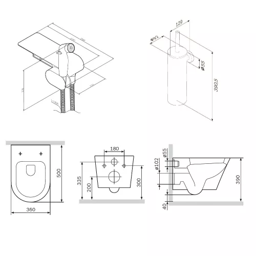 AM.PM Sense набор подвесной унитаз с гиг.душем, изображение 9