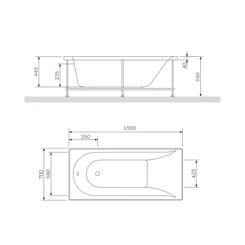 AM.PM  Ванна акриловая spirit  без слива/перелива, Выбрать размер: 150x70, изображение 13