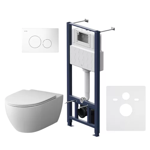 AM.PM Комплект инсталляция с клав Pro L белый с подвесным унитазом Awe FlashClean с сид м/л