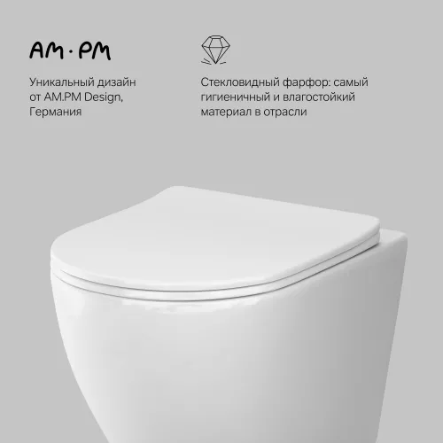 AM.PM Like подвесной унитаз AquaSpin с сид м/лифт, изображение 9